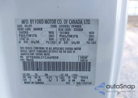 2001 Ford F-150 Lariat/Xl/Xlt z USA, uszkodzony, nr VIN 2FTRX08L51CA69858